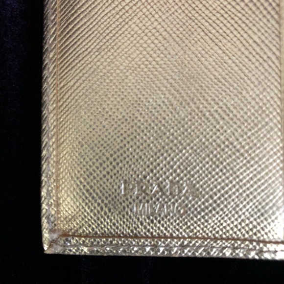 VERY RARE!! Prada gold metallic leather wallet! Would be great on chain! - Picture 10 of 16